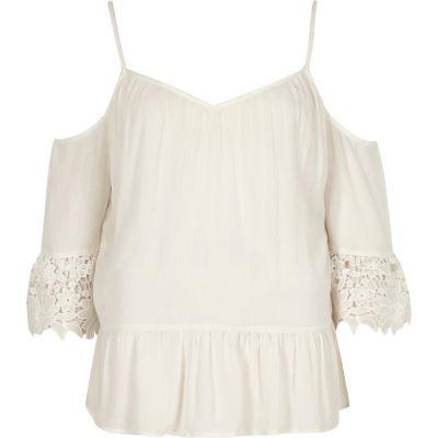 River Island Womens Cold Shoulder Crochet Top