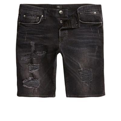 River Island Mens Big And Tall Wash Skinny Denim Shorts