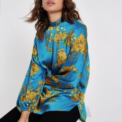 River Island Womens Floral High Neck Top