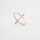 River Island Womens Rose Gold Tone Rhinestone Kiss Ring