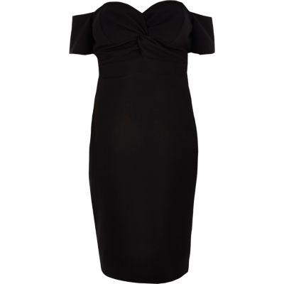 River Island Womens Plus Twist Front Bardot Dress
