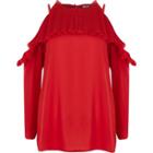 River Island Womens Pleated Frill Cold Shoulder Blouse