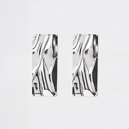 River Island Womens Silver Colour Rectangle Statement Earrings