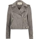 River Island Womens Faux Suede Scuba Biker Jacket