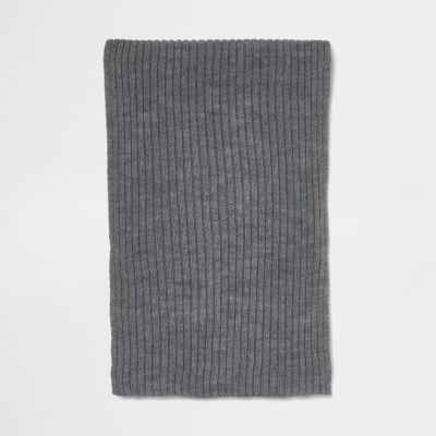 River Island Mensgrey Ribbed Knit Scarf