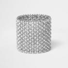River Island Womens Silver Tone Wide Rhinestone Bracelet