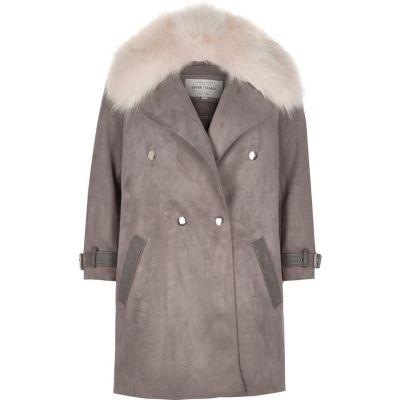River Island Womens Faux Fur Collar Coat