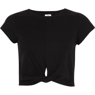 River Island Womens Twist Front Jersey Cropped T-shirt