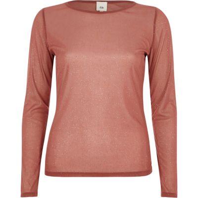 River Island Womens Sheer Glitter Mesh Top