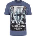 River Island Mensblue Skaters Academy Ny Print T-shirt