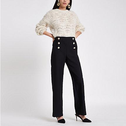 River Island Womens Wide Leg Button Detail Pants