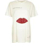 River Island Womens Embellished Lip Print Oversized T-shirt