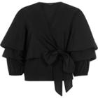 River Island Womens Puff Frill Sleeve Tie Front Top