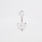 River Island Womens Silver Tone Large Cubic Zirconia Belly Bar
