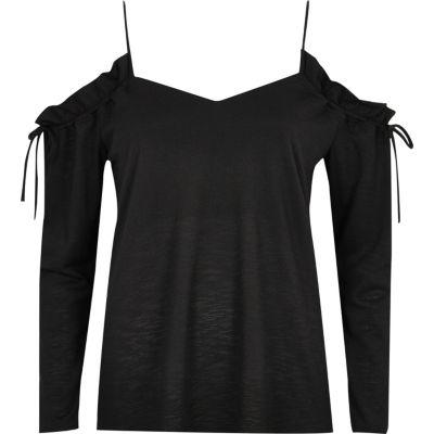River Island Womens Long Sleeve Tie Shoulder Top