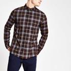 River Island Mens Slim Fit Check Print Long Sleeve Shirt