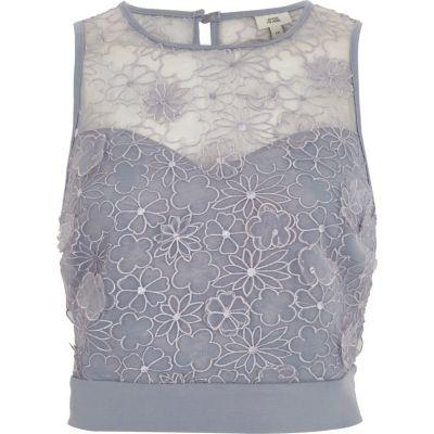 River Island Womens Petite 3d Floral Crop Top
