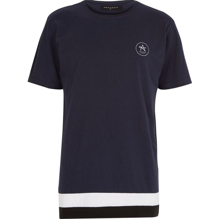 River Island Mensblack Antioch Longer Length Stripe T-shirt