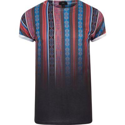 River Island Mens Aztec Stripe Fade Print T-shirt