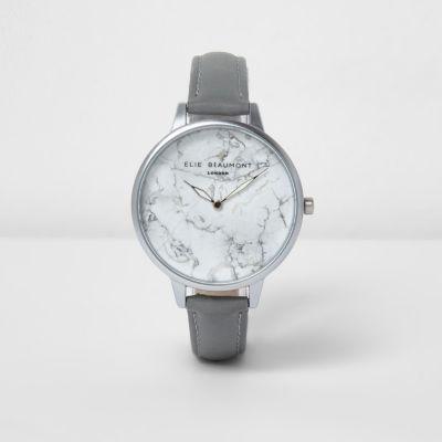 River Island Womens Elie Beaumont Marble Leather Strap Watch