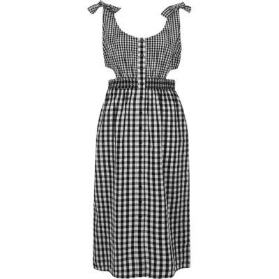 River Island Womens Gingham Print Button Through Midi Dress