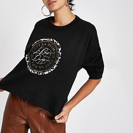 River Island Womens 'c'est La Belle' Print Crop Sweatshirt