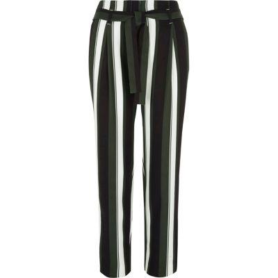 River Island Womens Stripe Tie Waist Tapered Pants