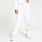 River Island Womens White Prolific Embroidered Joggers