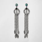 River Island Womens Silver Tone Stone Dangle Earrings