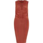 River Island Womens Copper Ruched Front Bodycon Dress