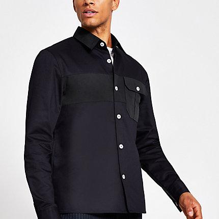 River Island Mens Nylon Panel Regular Fit Shirt