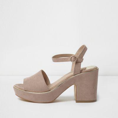 River Island Womens Wide Fit Block Heel Platform Sandals
