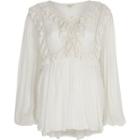River Island Womens White Dobby Mesh Lace Frill Top