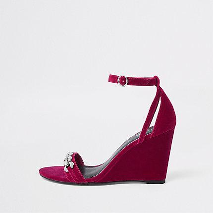 River Island Womens Rhinestone Trim Wedges