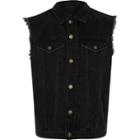 River Island Mens Sleeveless Frayed Denim Jacket