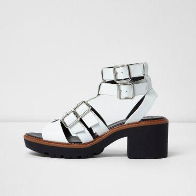 River Island Womens White Multi Buckle Strap Gladiator Sandals