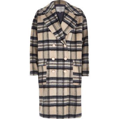River Island Check Brushed Woolen Midi Coat