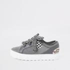 River Island Womens Check Lace Up Sneakers