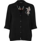 River Island Womens Floral Embroidered Pajama Blouse