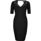 River Island Womens Lace Trim Ribbed Bodycon Dress