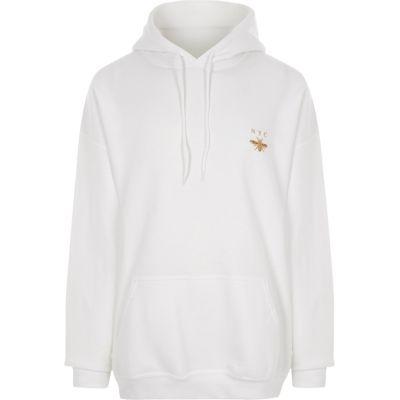 River Island Mens Big And Tall White 'nyc' Wasp Print Hoodie