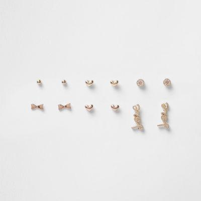 River Island Womens Mixed Gold Tone Earring Pack