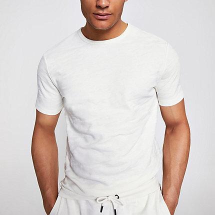 River Island Mens Camo Slim Fit Textured T-shirt
