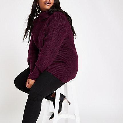 River Island Womens Plus Chunky Knit Roll Neck Sweater