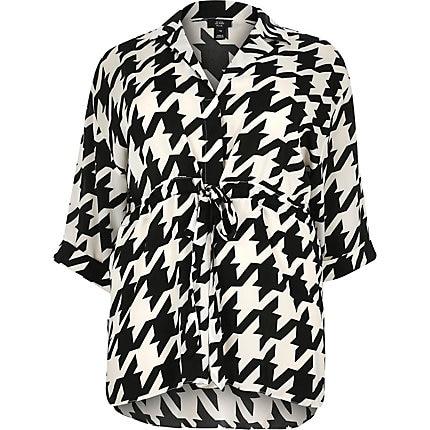 River Island Womens Plus Dogtooth Check Print Shirt