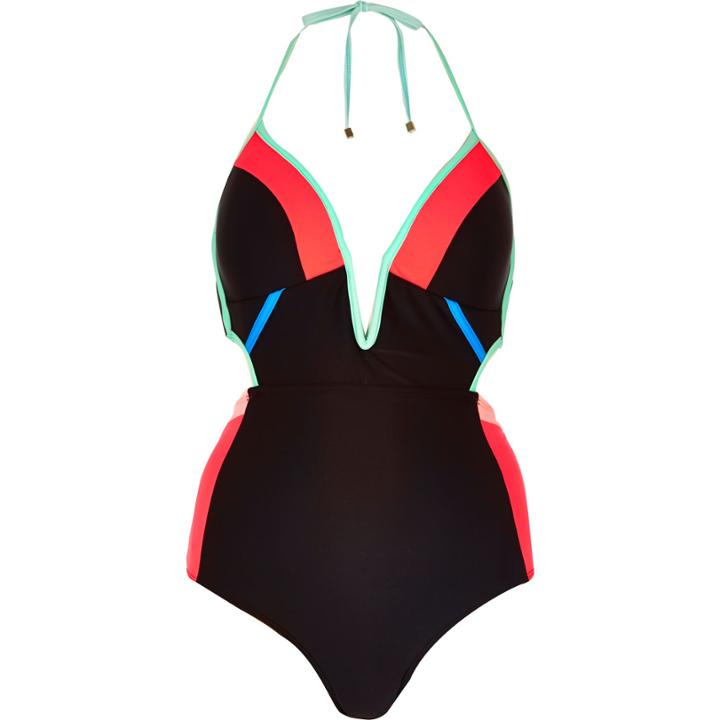 River Island Womens Colour Block Cut-out Swimsuit