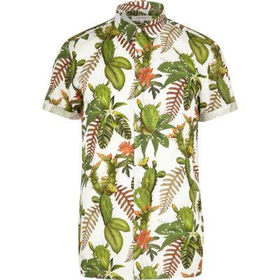 River Island Mens Cactus Flower Print Short Sleeve Shirt