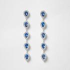 River Island Womens Silver Tone Sapphire Jewel Drop Earrings