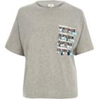 River Island Womens Disk Sequin Pocket Boxy T-shirt