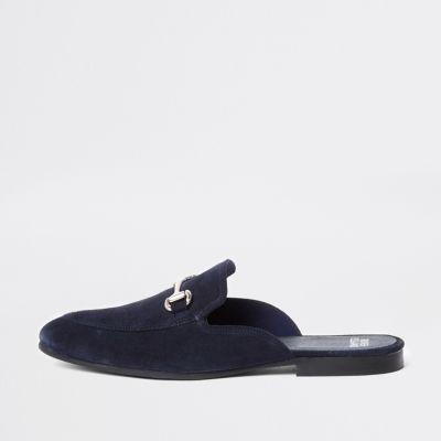 River Island Mens Suede Snaffle Backless Loafers